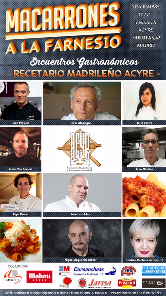 Recetario Madrileño: Macarrones a la Farnesio. ACYRE