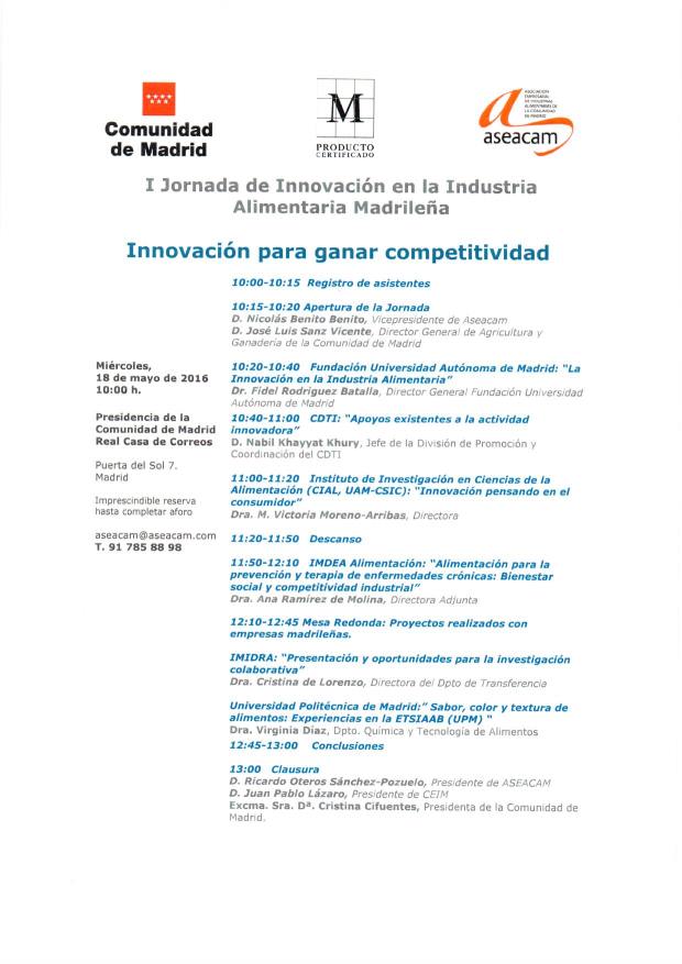 I Jornada Innovación en la Industria Alimentaria Madrileña