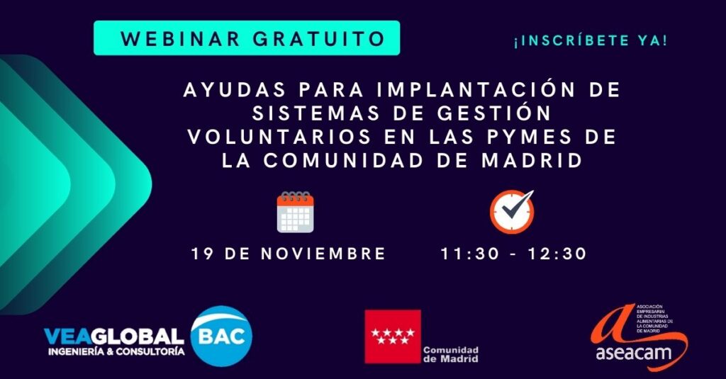 Ayudas para implantación de sistemas de gestión voluntarios para pymes Comunidad de Madrid: