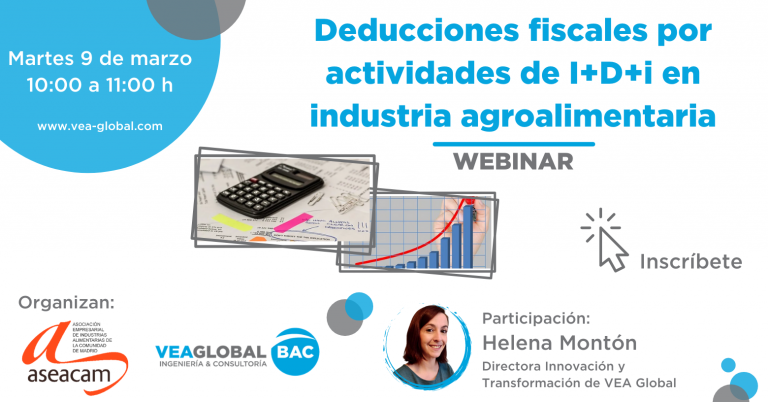Webinar gratuita: DEDUCCIONES FISCALES por actividades de I+D+i en Industria Alimentaria. 9 marzo